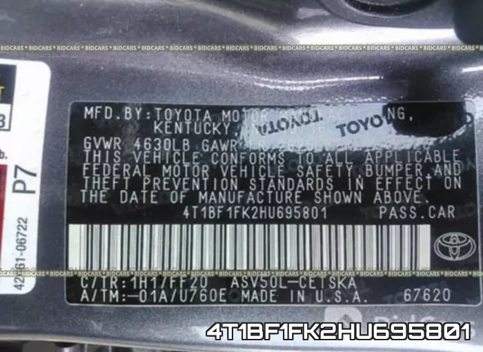 4T1BF1FK2HU695801 фото 10