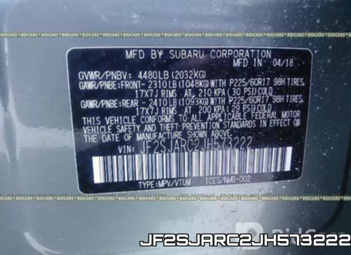 JF2SJARC2JH573222 фото 10