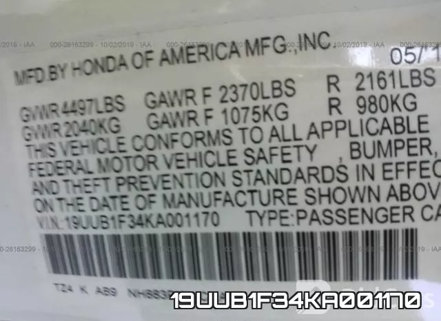 19UUB1F34KA001170 фото 7