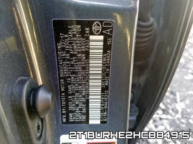 2T1BURHE2HC884915 фото 2