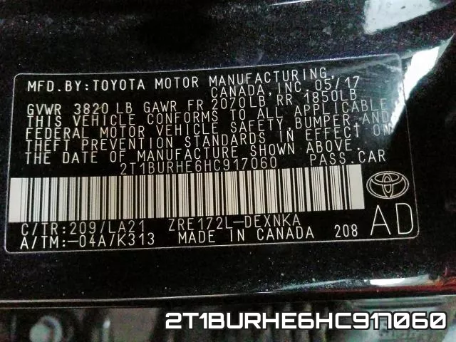 2T1BURHE6HC917060 фото 2
