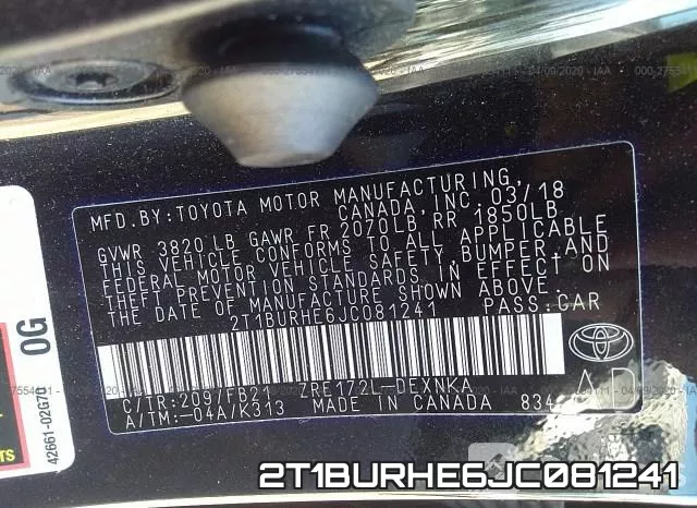 2T1BURHE6JC081241 фото 7
