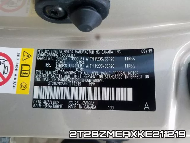 2T2BZMCAXKC211219 фото 2