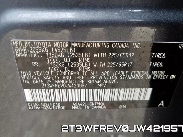 2T3WFREV0JW421957 фото 2