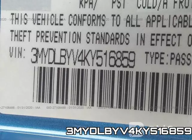 3MYDLBYV4KY516859 фото 10