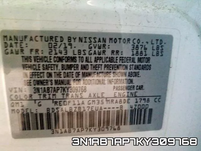 3N1AB7AP7KY309768 фото 2