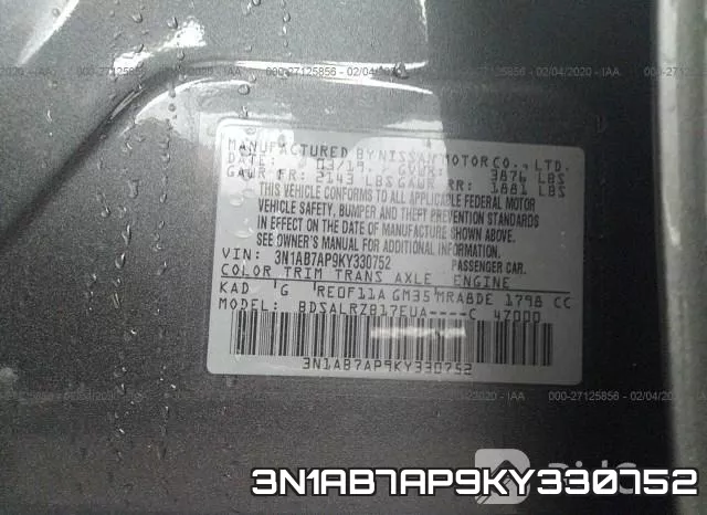3N1AB7AP9KY330752 фото 7
