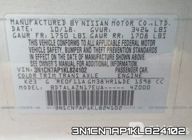 3N1CN7AP1KL824102 фото 7