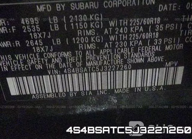 4S4BSATC5J3227260 фото 8
