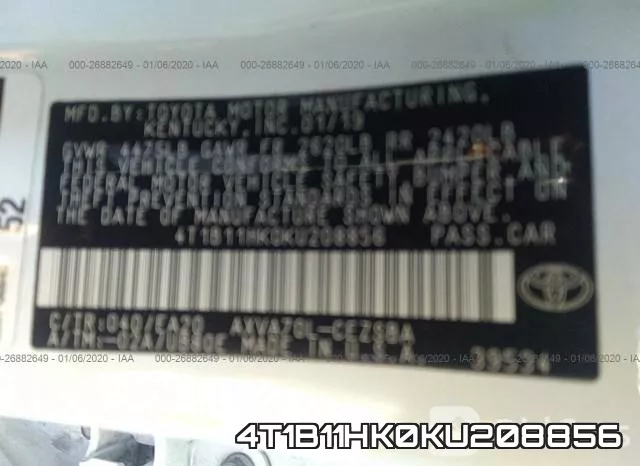 4T1B11HK0KU208856 фото 6