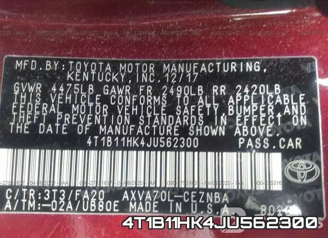 4T1B11HK4JU562300 фото 7