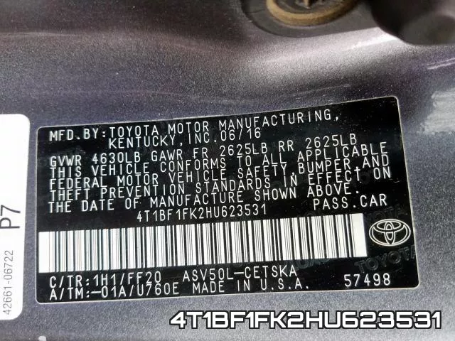 4T1BF1FK2HU623531 фото 2