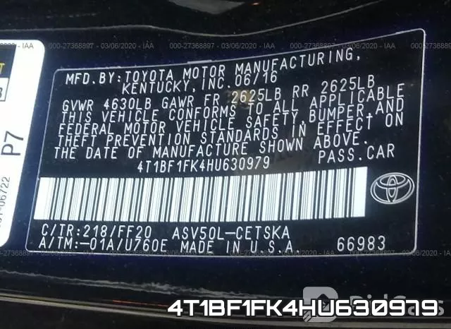4T1BF1FK4HU630979 фото 10