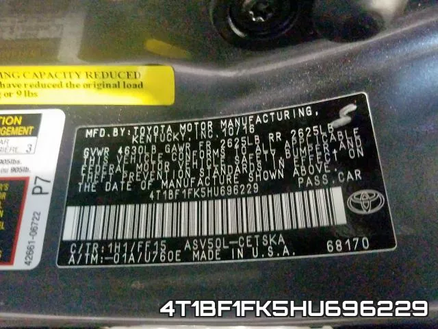 4T1BF1FK5HU696229 фото 2