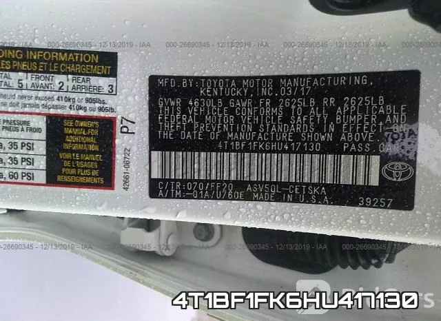 4T1BF1FK6HU417130 фото 9
