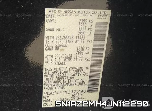 5N1AZ2MH4JN112290 фото 7