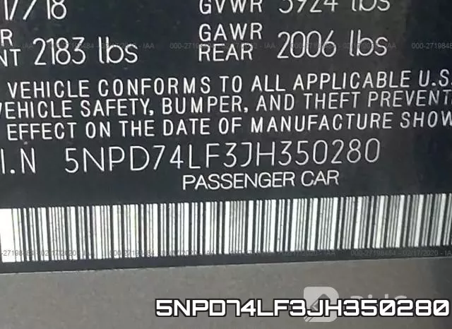 5NPD74LF3JH350280 фото 10