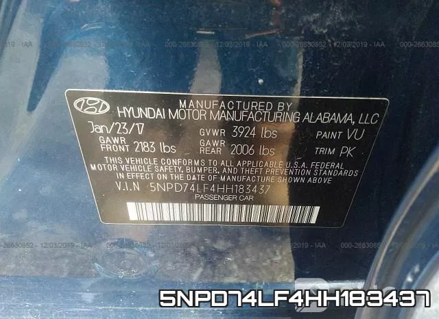 5NPD74LF4HH183437 фото 7