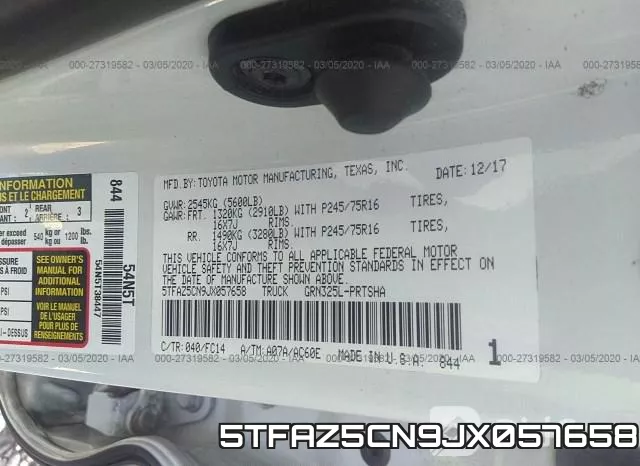 5TFAZ5CN9JX057658 фото 7