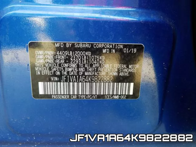 JF1VA1A64K9822882 фото 2