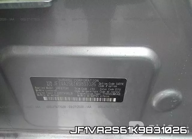 JF1VA2S61K9831026 фото 9
