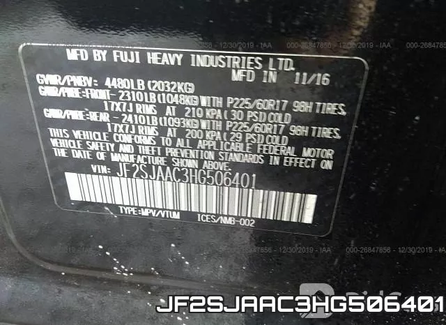 JF2SJAAC3HG506401 фото 6