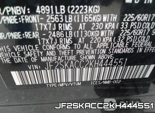 JF2SKACC2KH444551 фото 8