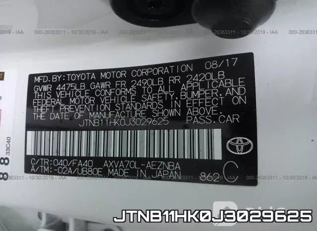 JTNB11HK0J3029625 фото 7
