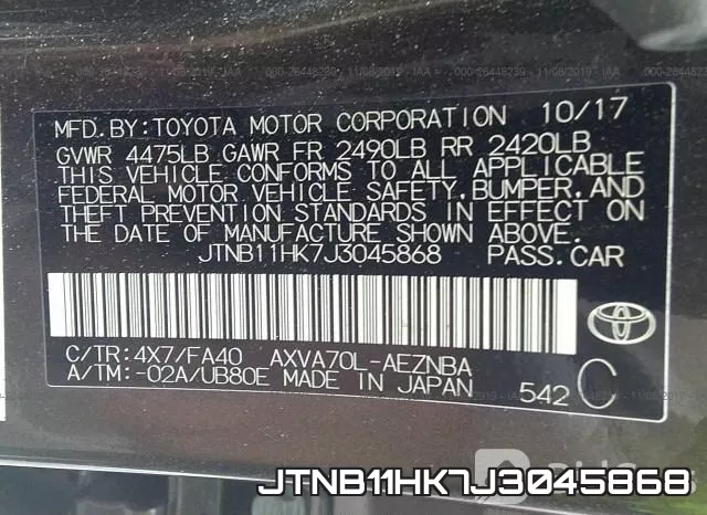 JTNB11HK7J3045868 фото 6