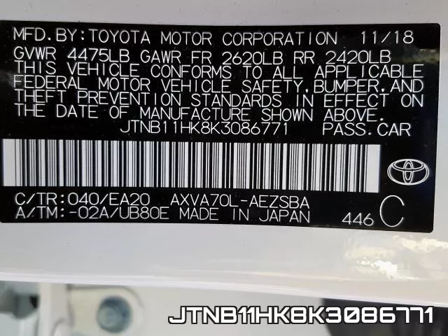 JTNB11HK8K3086771 фото 2