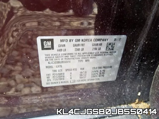 KL4CJGSB0JB550414 фото 2