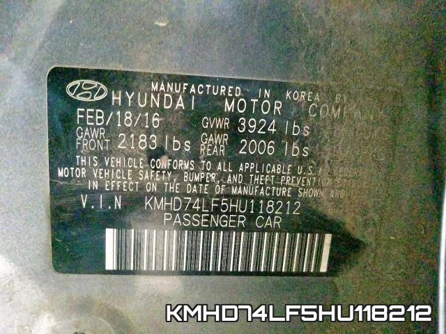KMHD74LF5HU118212 фото 2