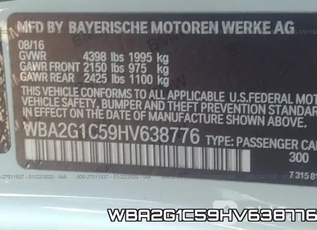 WBA2G1C59HV638776 фото 8
