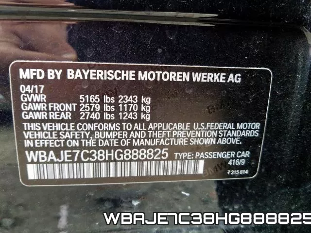 WBAJE7C38HG888825 фото 2