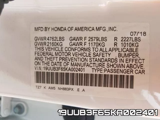 19UUB3F65KA002401 фото 2