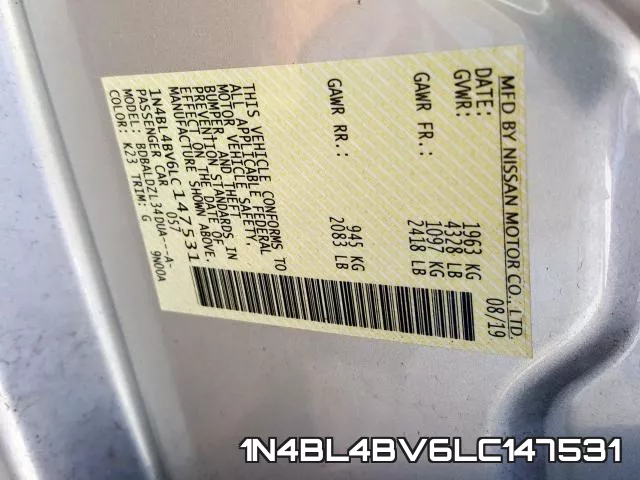 1N4BL4BV6LC147531 фото 2