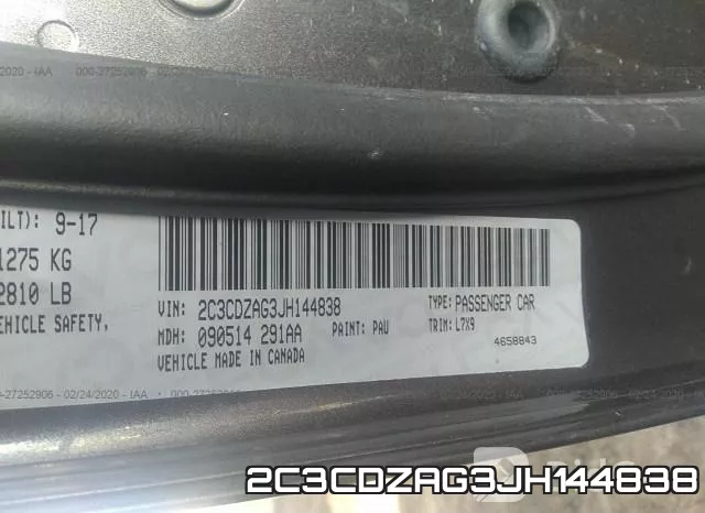 2C3CDZAG3JH144838 фото 6