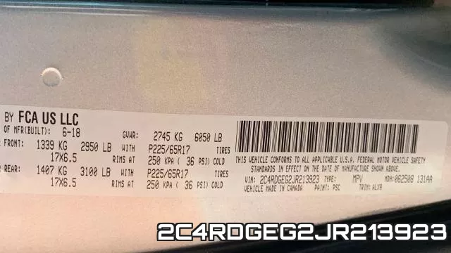 2C4RDGEG2JR213923 фото 2