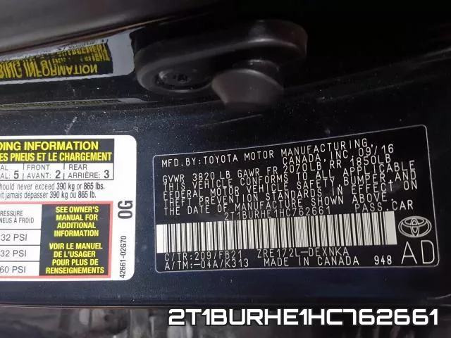 2T1BURHE1HC762661 фото 2
