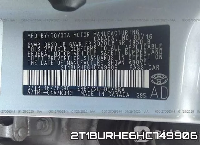 2T1BURHE6HC749906 фото 7