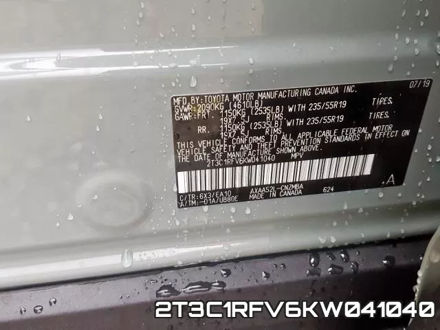 2T3C1RFV6KW041040 фото 2