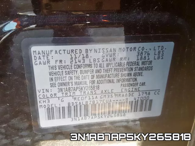3N1AB7AP5KY265818 фото 2