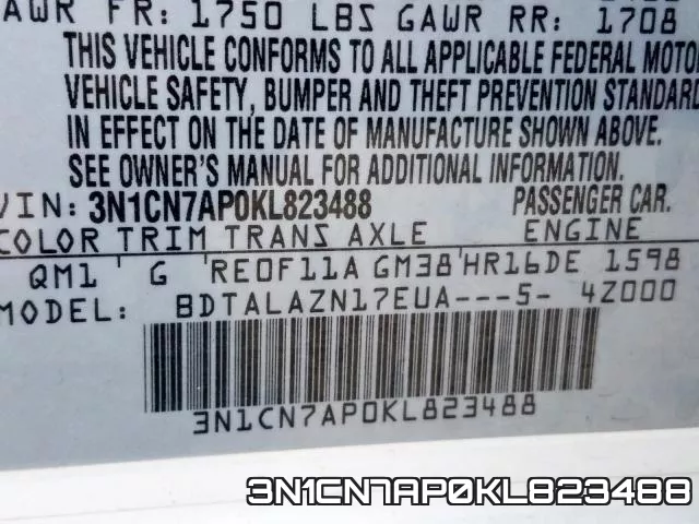 3N1CN7AP0KL823488 фото 2