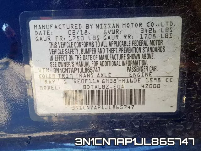 3N1CN7AP1JL865747 фото 2