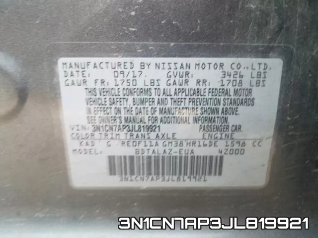 3N1CN7AP3JL819921 фото 2