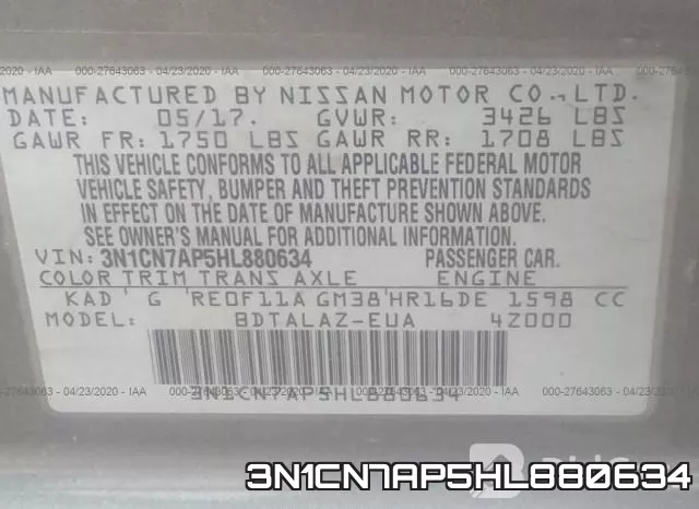 3N1CN7AP5HL880634 фото 5