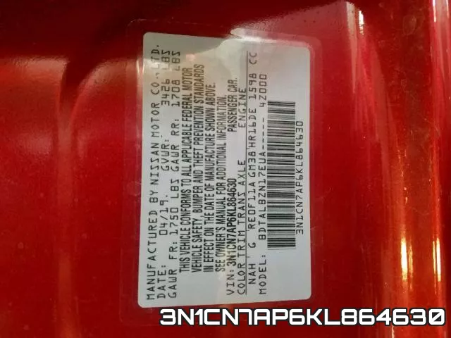 3N1CN7AP6KL864630 фото 2