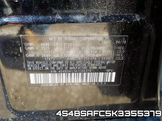 4S4BSAFC5K3355379 фото 2