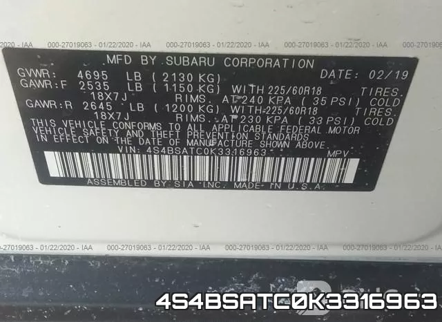4S4BSATC0K3316963 фото 7