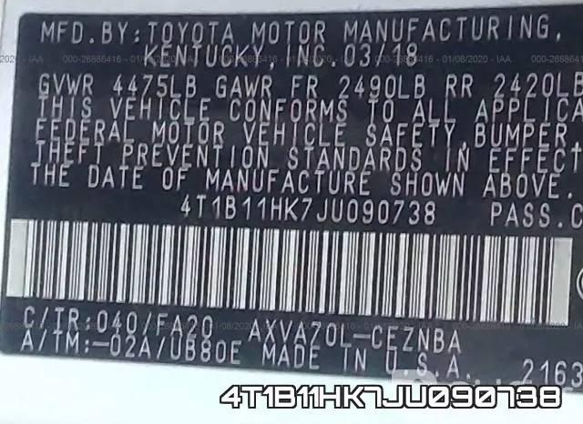 4T1B11HK7JU090738 фото 6